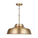 Capital Lighting Oakwood 18'' W X 7'' H 1-light Industrial Metal Shade Pendant - Aged Brass With White Interior