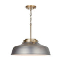 Capital Lighting 9D329A Antique Nickel 18'' W X 7'' H 1-light Industrial Metal Shade Pendant - Antique Nickel And Aged Brass With White Interior Image 1
