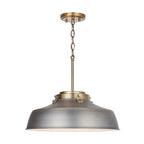 Capital Lighting 9D329A Antique Nickel 18'' W X 7'' H 1-light Industrial Metal Shade Pendant - Antique Nickel And Aged Brass With White Interior Image 1