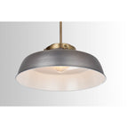 Capital Lighting 9D329A Antique Nickel 18'' W X 7'' H 1-light Industrial Metal Shade Pendant - Antique Nickel And Aged Brass With White Interior Image 4
