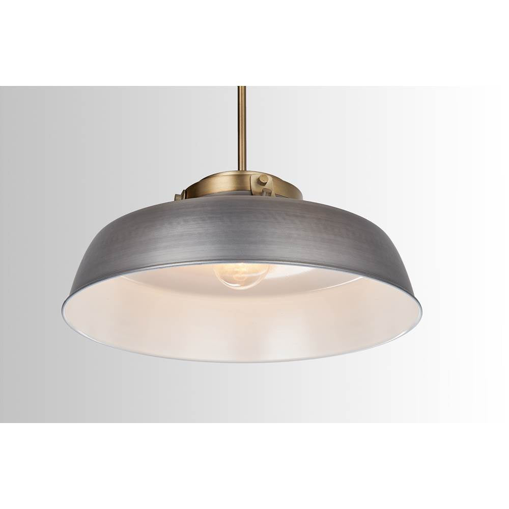 Capital Lighting 9D329A Antique Nickel 18'' W X 7'' H 1-light Industrial Metal Shade Pendant - Antique Nickel And Aged Brass With White Interior Image 4