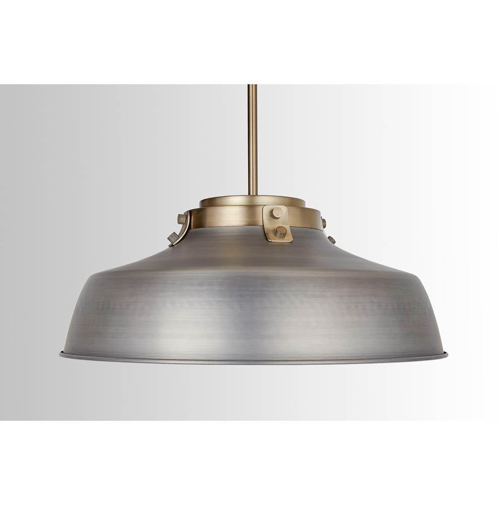 Capital Lighting 9D329A Antique Nickel 18'' W X 7'' H 1-light Industrial Metal Shade Pendant - Antique Nickel And Aged Brass With White Interior Image 3