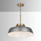 Capital Lighting 9D329A Antique Nickel 18'' W X 7'' H 1-light Industrial Metal Shade Pendant - Antique Nickel And Aged Brass With White Interior Image 2