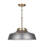 Capital Lighting 9D329A Antique Nickel 18'' W X 7'' H 1-light Industrial Metal Shade Pendant - Antique Nickel And Aged Brass With White Interior Image 5