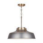Capital Lighting Oakwood 18'' W X 7'' H 1-light Industrial Metal Shade Pendant - Antique Nickel And Aged Brass With White Interior