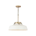 Capital Lighting 9D330A Warm White 18'' W X 7'' H 1-light Industrial Metal Shade Pendant - Matte White And Aged Brass With White Interior Image 1