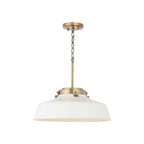 Capital Lighting 9D330A Warm White 18'' W X 7'' H 1-light Industrial Metal Shade Pendant - Matte White And Aged Brass With White Interior Image 1