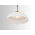 Capital Lighting 9D330A Warm White 18'' W X 7'' H 1-light Industrial Metal Shade Pendant - Matte White And Aged Brass With White Interior Image 3