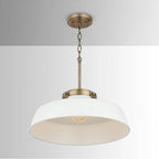 Capital Lighting 9D330A Warm White 18'' W X 7'' H 1-light Industrial Metal Shade Pendant - Matte White And Aged Brass With White Interior Image 2