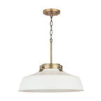 Capital Lighting 9D330A Warm White 18'' W X 7'' H 1-light Industrial Metal Shade Pendant - Matte White And Aged Brass With White Interior Image 5