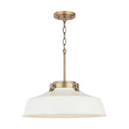 Capital Lighting Oakwood 18'' W X 7'' H 1-light Industrial Metal Shade Pendant - Matte White And Aged Brass With White Interior