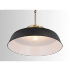 Capital Lighting 9D331A Matte Black 18'' W X 7'' H 1-light Industrial Metal Shade Pendant - Matte Black And Aged Brass With White Interior Image 3