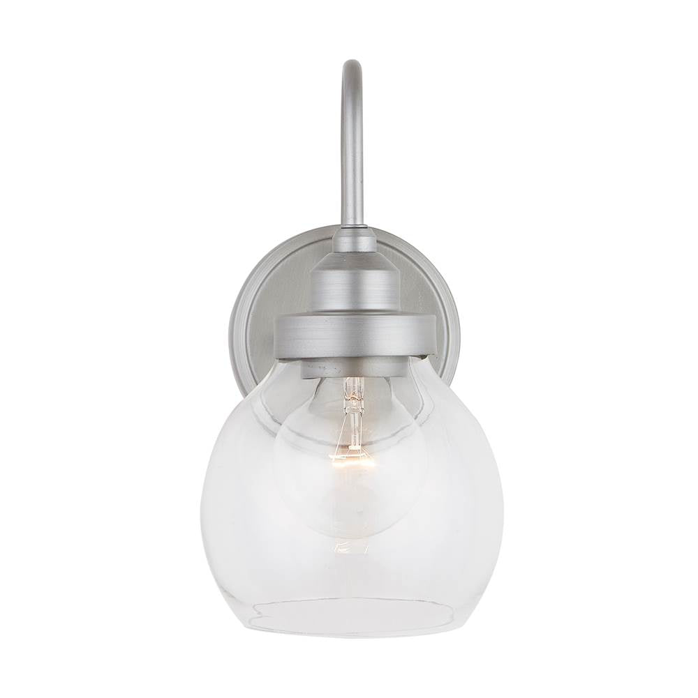 Capital Lighting Daphne 6'' W X 11'' H X 8.5'' E 1-light Clear Glass Sconce Brushed Nickel