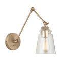 Capital Lighting 9D344A Aged Brass 5'' W X 26'' H X 15'' E 1-light Clear Glass Sconce With Adjustable Arm And Shade In Aged Brass - Includes Plug-in Option With Cord Cover Image 1