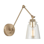Capital Lighting 9D344A Aged Brass 5'' W X 26'' H X 15'' E 1-light Clear Glass Sconce With Adjustable Arm And Shade In Aged Brass - Includes Plug-in Option With Cord Cover Image 1