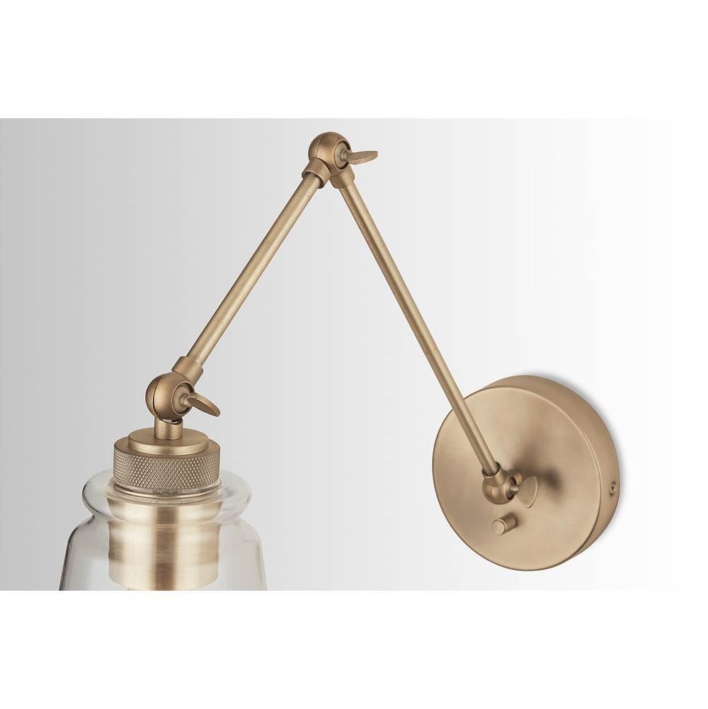 Capital Lighting 9D344A Aged Brass 5'' W X 26'' H X 15'' E 1-light Clear Glass Sconce With Adjustable Arm And Shade In Aged Brass - Includes Plug-in Option With Cord Cover Image 6