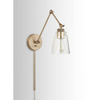 Capital Lighting 9D344A Aged Brass 5'' W X 26'' H X 15'' E 1-light Clear Glass Sconce With Adjustable Arm And Shade In Aged Brass - Includes Plug-in Option With Cord Cover Image 5