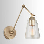 Capital Lighting 9D344A Aged Brass 5'' W X 26'' H X 15'' E 1-light Clear Glass Sconce With Adjustable Arm And Shade In Aged Brass - Includes Plug-in Option With Cord Cover Image 3