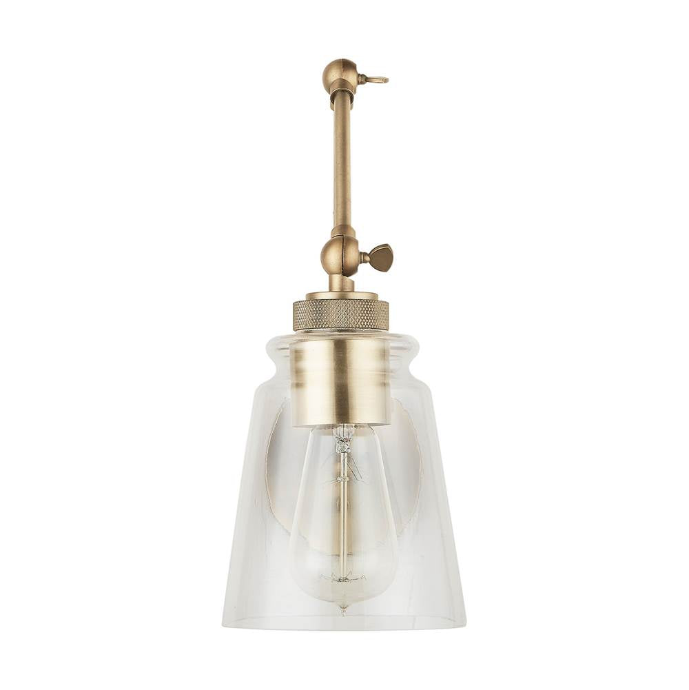 Capital Lighting 9D344A Aged Brass 5'' W X 26'' H X 15'' E 1-light Clear Glass Sconce With Adjustable Arm And Shade In Aged Brass - Includes Plug-in Option With Cord Cover Image 8