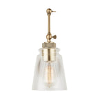 Capital Lighting Profile 5'' W X 26'' H X 15'' E 1-light Clear Glass Sconce With Adjustable Arm And Shade In Aged Brass - Includes Plug-in Option With Cord Cover