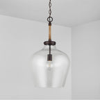 Capital Lighting 9F370A Bronze 14'' W X 25'' H 1-light Clear Seeded Glass Tapered Urn Pendant With Natural Jute Rope Accent In Bronze Image 2