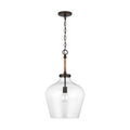 Capital Lighting 9F370A Bronze 14'' W X 25'' H 1-light Clear Seeded Glass Tapered Urn Pendant With Natural Jute Rope Accent In Bronze Image 1
