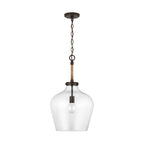 Capital Lighting 9F370A Bronze 14'' W X 25'' H 1-light Clear Seeded Glass Tapered Urn Pendant With Natural Jute Rope Accent In Bronze Image 1