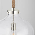Capital Lighting Boland 14'' W X 25'' H 1-light Clear Seeded Glass Tapered Urn Pendant With Natural Jute Rope Accent In Nickel