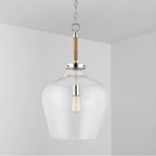 Capital Lighting 9F371A Polished Nickel 14'' W X 25'' H 1-light Clear Seeded Glass Tapered Urn Pendant With Natural Jute Rope Accent In Nickel Image 2