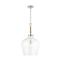 Capital Lighting 9F371A Polished Nickel 14'' W X 25'' H 1-light Clear Seeded Glass Tapered Urn Pendant With Natural Jute Rope Accent In Nickel Image 1