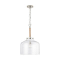 Capital Lighting 9F373A Polished Nickel 14'' W X 22'' H 1-light Clear Seeded Glass Wide Cloche Pendant With Natural Jute Rope Accent In Nickel Image 1