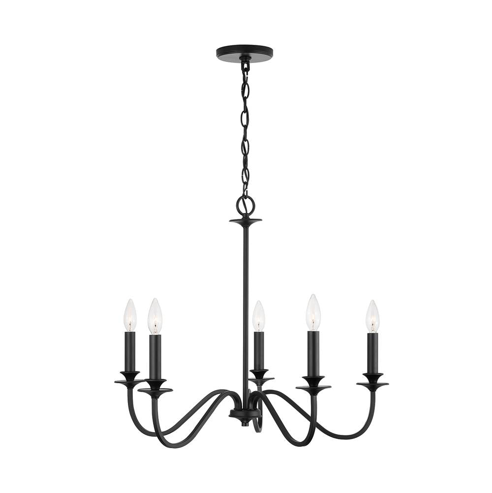 Capital Lighting 9F375A Matte Black 26'' W X 22'' H 5-light Chandelier In Matte Black With Decorative Double Bobeches Image 1
