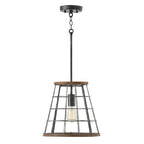 Capital Lighting AA1001ZW Zinc,Wood 13.5'' W X 13'' H Cage Pendant In Zinc And Wood Image 1