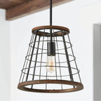 Capital Lighting Bracken 13.5'' W X 13'' H Cage Pendant In Zinc And Wood