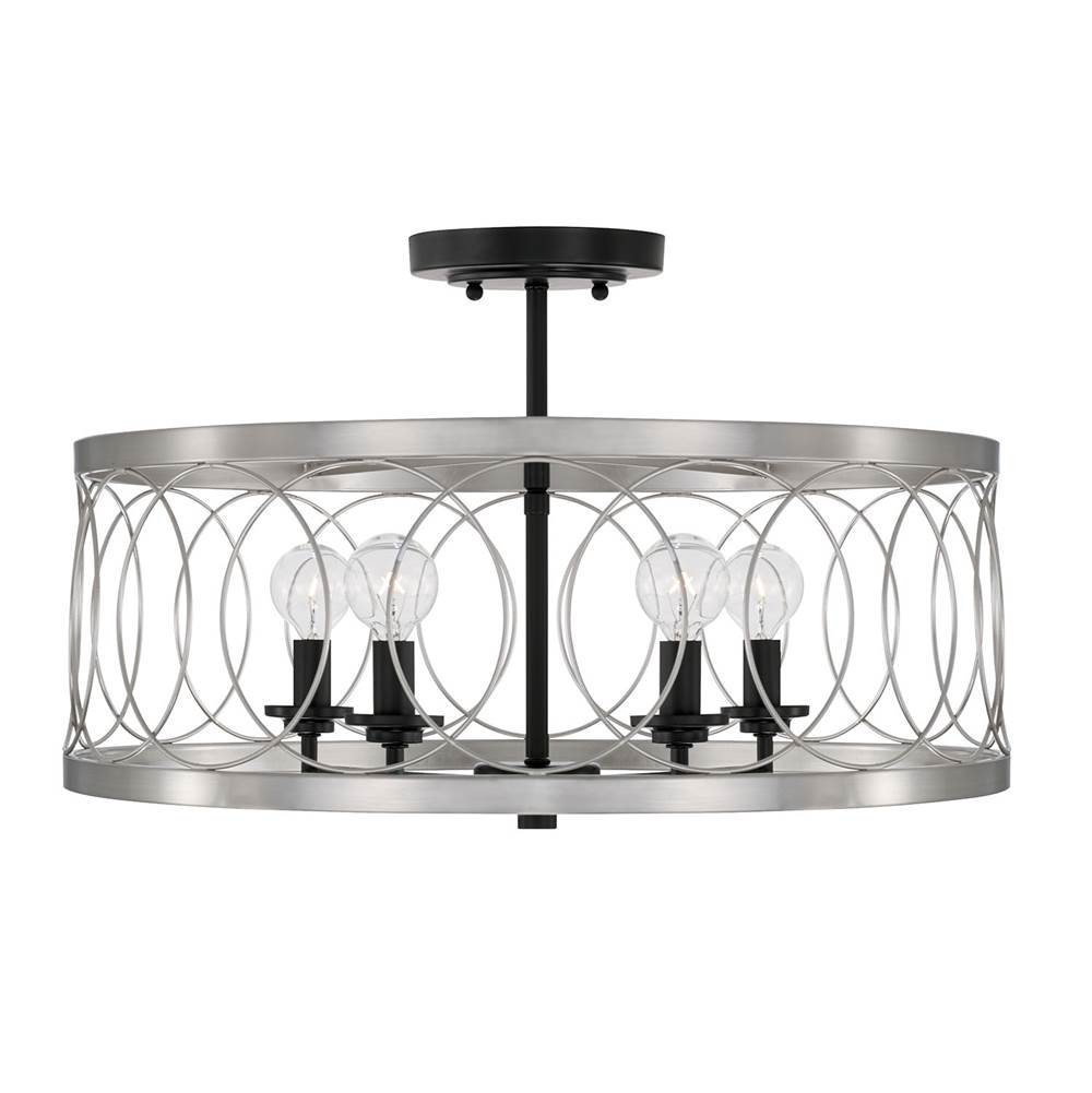 Capital Lighting AA1002BT Black Tie 20'' W X 13'' H Flush Mount In Matte Black And Brushed Nickel Image 1