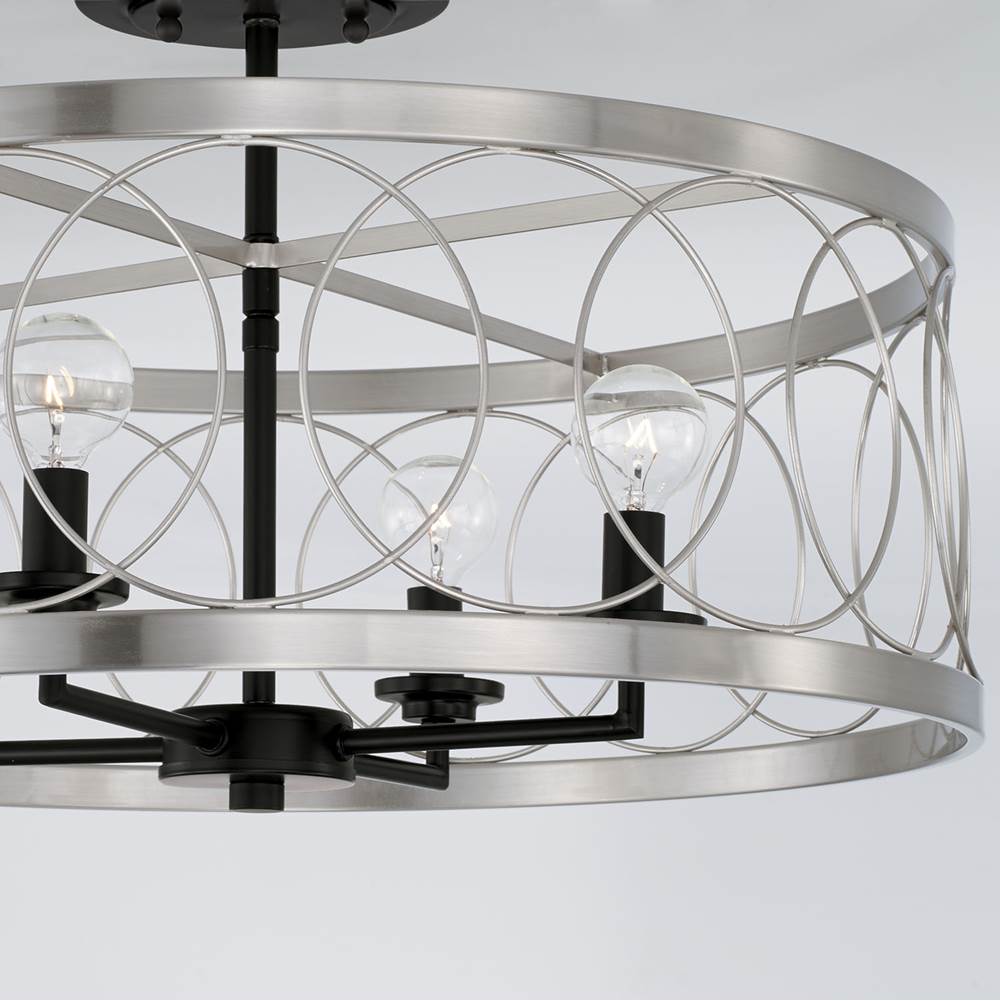 Capital Lighting AA1002BT Black Tie 20'' W X 13'' H Flush Mount In Matte Black And Brushed Nickel Image 2