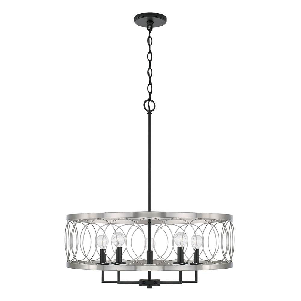 Capital Lighting AA1003BT Black Tie 24.5'' W X 28'' H Pendant In Matte Black And Brushed Nickel Image 1