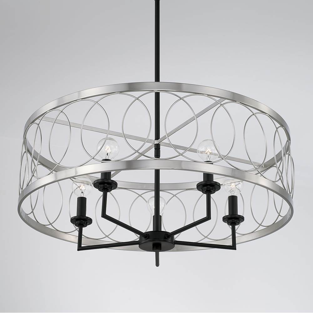 Capital Lighting AA1003BT Black Tie 24.5'' W X 28'' H Pendant In Matte Black And Brushed Nickel Image 3