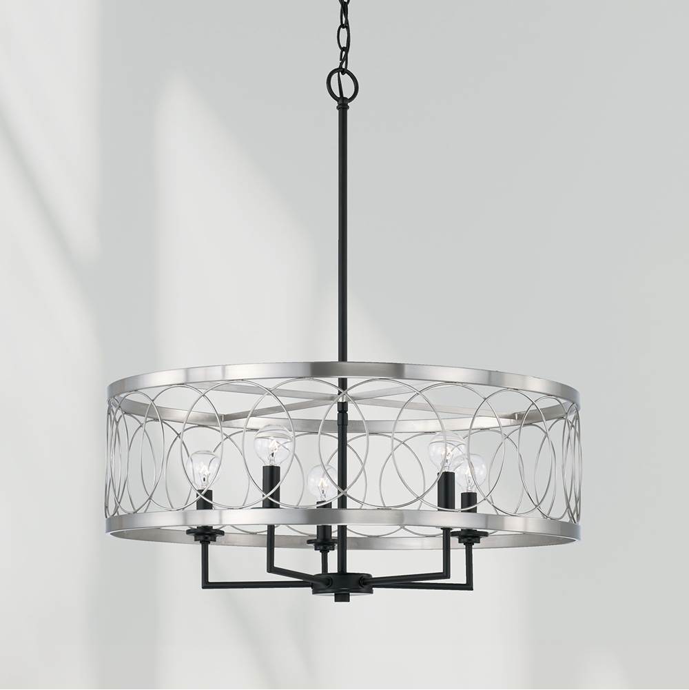 Capital Lighting Madeline 24.5'' W X 28'' H Pendant In Matte Black And Brushed Nickel
