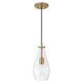 Capital Lighting AA1006AD Aged Brass 6'' W X 13'' H Wavy Glass Pendant In Aged Brass With Etched Detailing Image 1