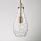 Capital Lighting AA1006AD Aged Brass 6'' W X 13'' H Wavy Glass Pendant In Aged Brass With Etched Detailing Image 2