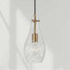 Capital Lighting Kier 6'' W X 13'' H Wavy Glass Pendant In Aged Brass With Etched Detailing