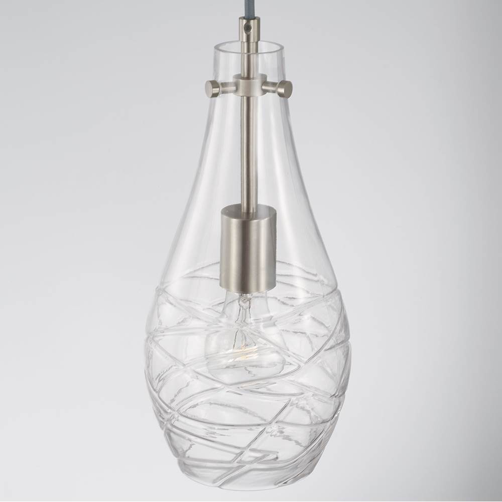 Capital Lighting AA1006BN Brushed Nickel 6'' W X 13'' H Wavy Glass Pendant In Brushed Nickel With Etched Detailing Image 2