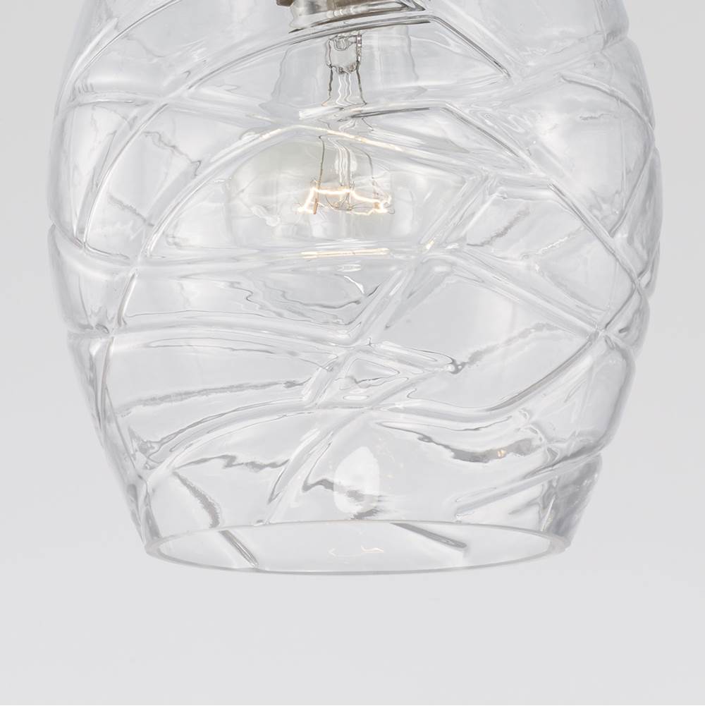 Capital Lighting AA1006BN Brushed Nickel 6'' W X 13'' H Wavy Glass Pendant In Brushed Nickel With Etched Detailing Image 3