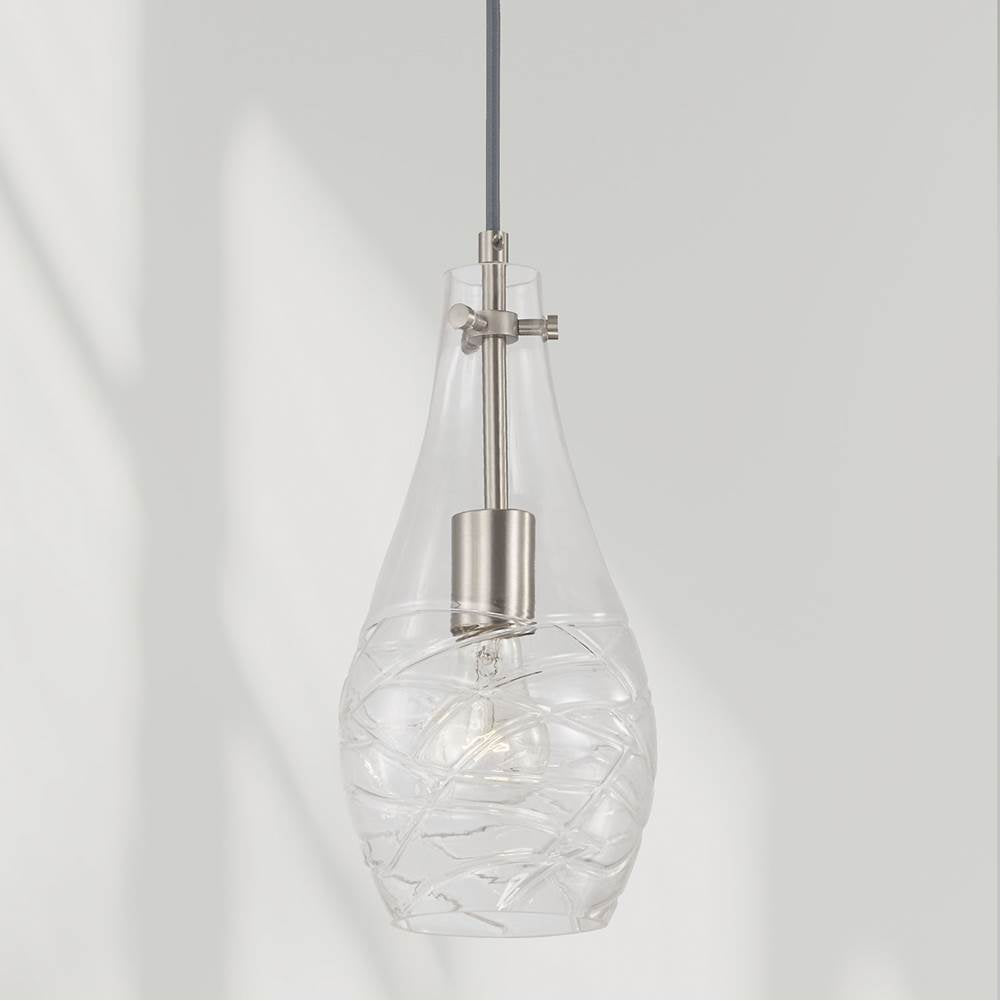 Capital Lighting Kier 6'' W X 13'' H Wavy Glass Pendant In Aged Brass With Etched Detailing