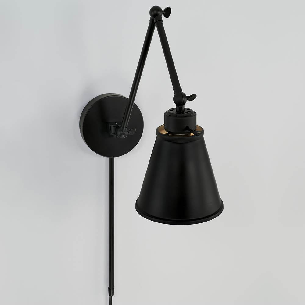 Capital Lighting AA1011MB Matte Black 6'' W X 26'' H X 17.5'' E Plug-in Optional Swing Arm Sconce In Matte Black Image 3