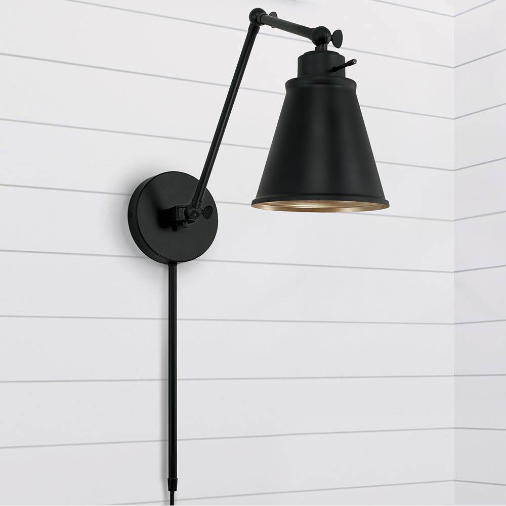 Capital Lighting AA1011MB Matte Black 6'' W X 26'' H X 17.5'' E Plug-in Optional Swing Arm Sconce In Matte Black Image 2