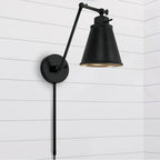 Capital Lighting AA1011MB Matte Black 6'' W X 26'' H X 17.5'' E Plug-in Optional Swing Arm Sconce In Matte Black Image 2