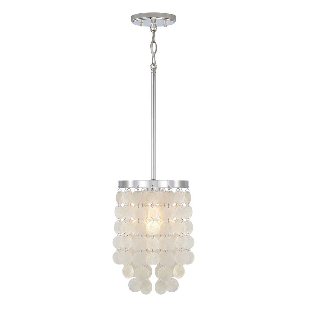Capital Lighting AA1012PN Polished Nickel 8'' W X 12.5'' H Pendant In Polished Nickel With Capize Shells Image 1