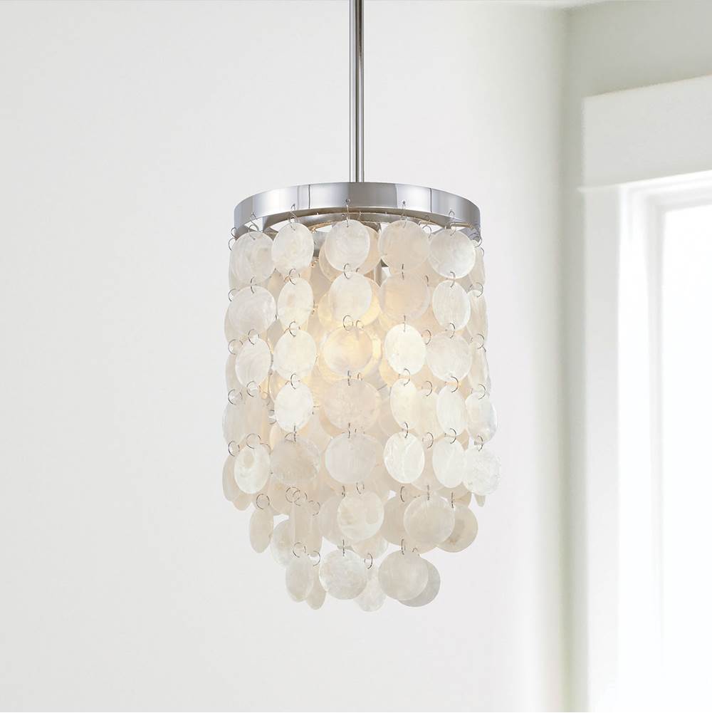 Capital Lighting Shelby 8'' W X 12.5'' H Pendant In Polished Nickel With Capize Shells
